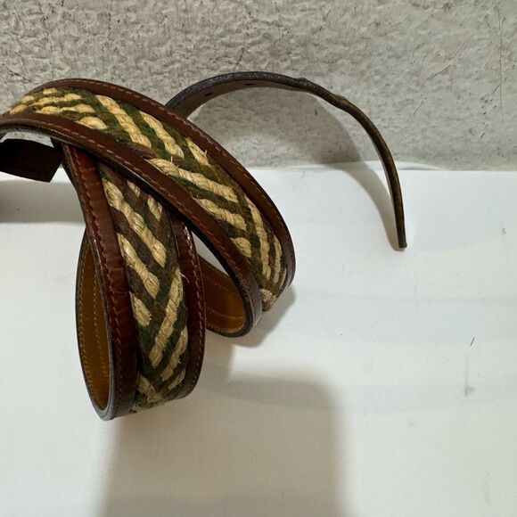 Trafalgar Men's Braided Leather Belt with Gold Buckle Size 36 - Picture 2 of 5